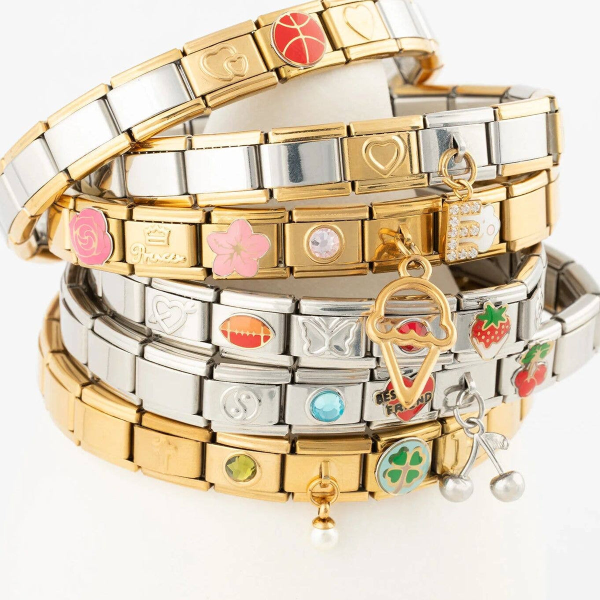 18K Gold PVD Stainless Steel Birthstone Italian Charm