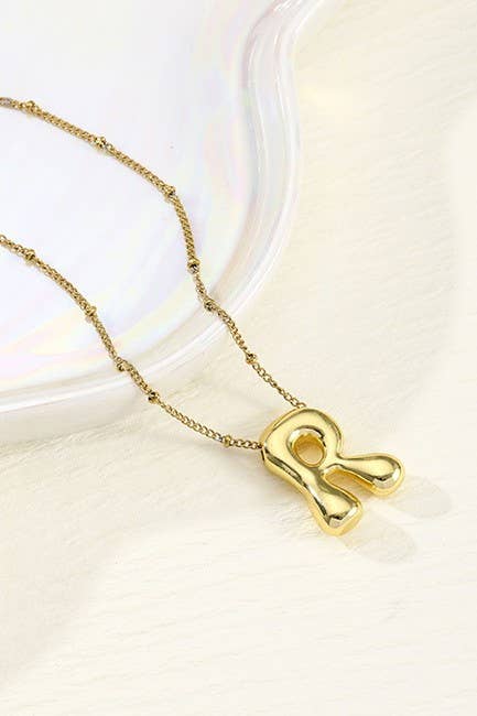 STAINLESS STEEL BALLOON BUBBLE INITIAL NECKLACE | 40NK316