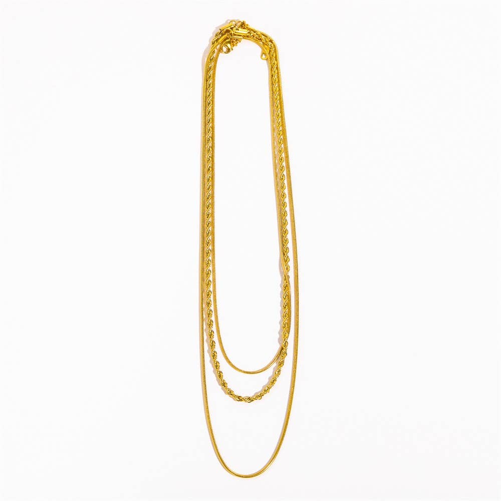 18K STAINLESS STEEL TARNISH FREE LAYERED NECKLACE | 40NK9548