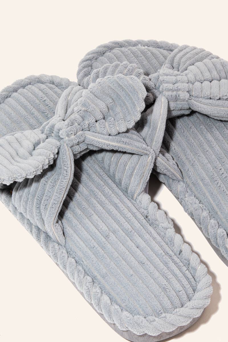 Open Toe Bow Decor Slippers