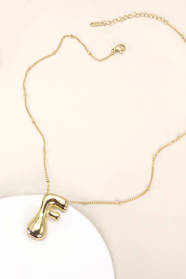 STAINLESS STEEL BALLOON BUBBLE INITIAL NECKLACE | 40NK316