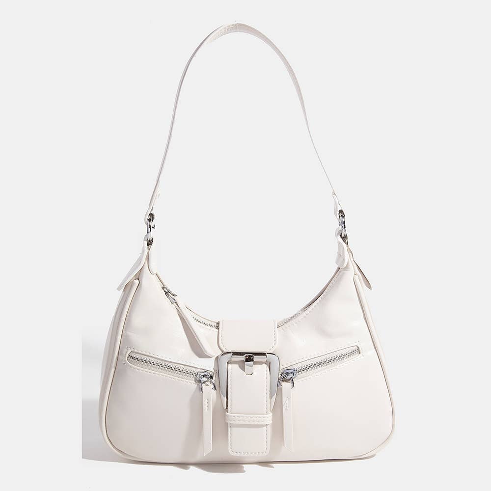 Large Buckle Triple Zipper Hand Bag