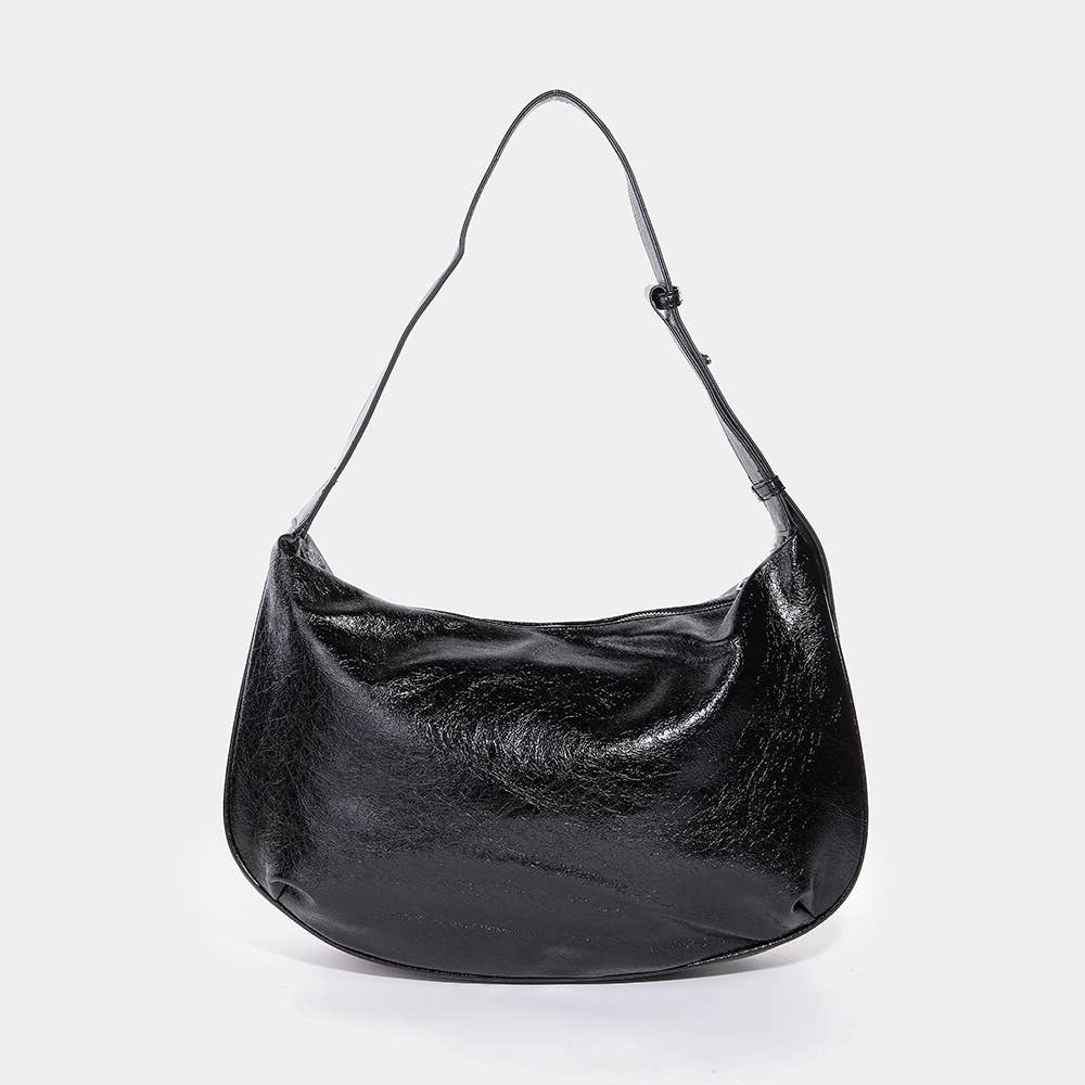 Leather Hobo Crescent Shoulder Bag