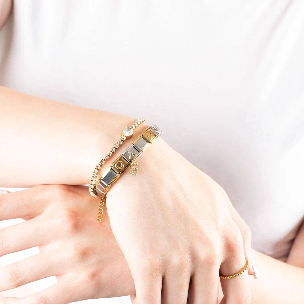 18K Gold PVD Stainless Steel Italian Charm Bracelet