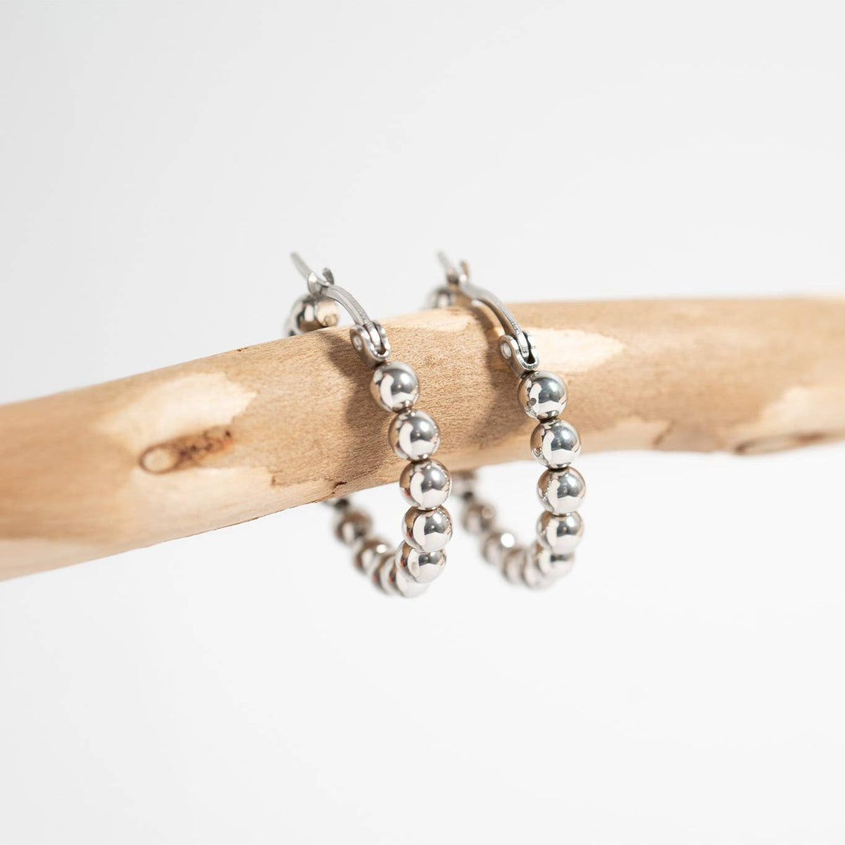 18K Gold PVD Stainless Steel Circle Ball Hoop Earrings