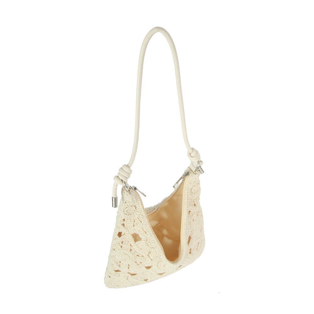 Crochet Floral Cutout Slouch Hobo Bag