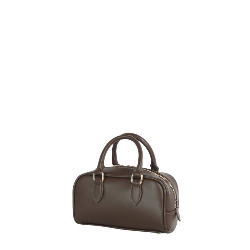 Vegan Leather Mini Boston Bag With Dice Charm