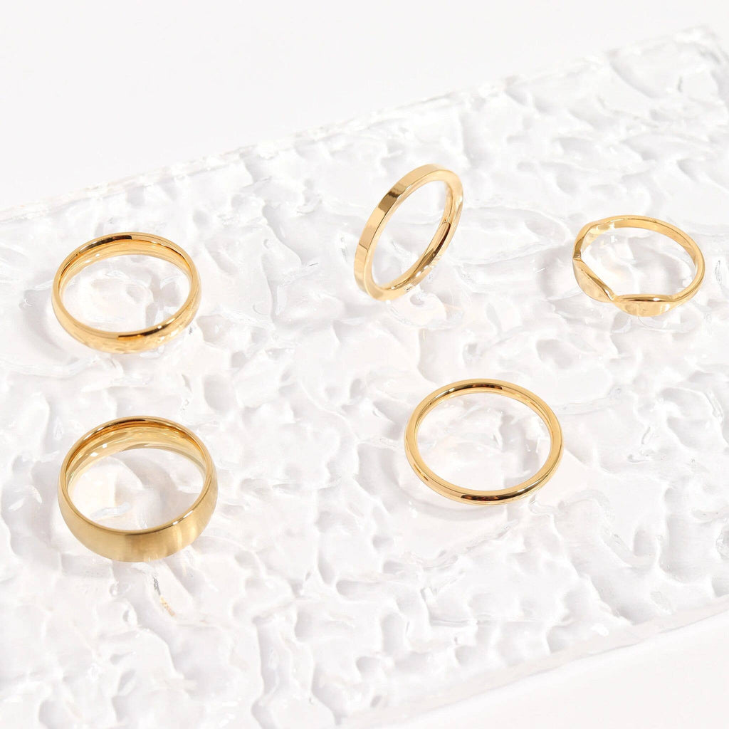 18K Gold Stainless Steel Blank Flat Band Ring