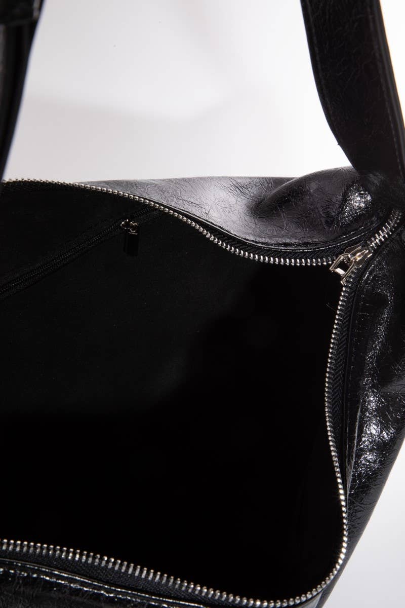 Leather Hobo Crescent Shoulder Bag