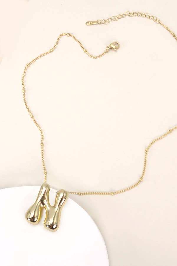 STAINLESS STEEL BALLOON BUBBLE INITIAL NECKLACE | 40NK316