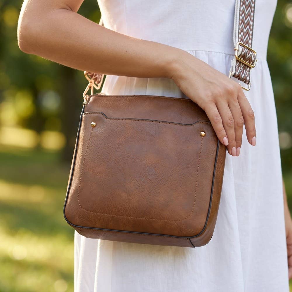 Boho Strap Faux Leather Crossbody Messenger Bag