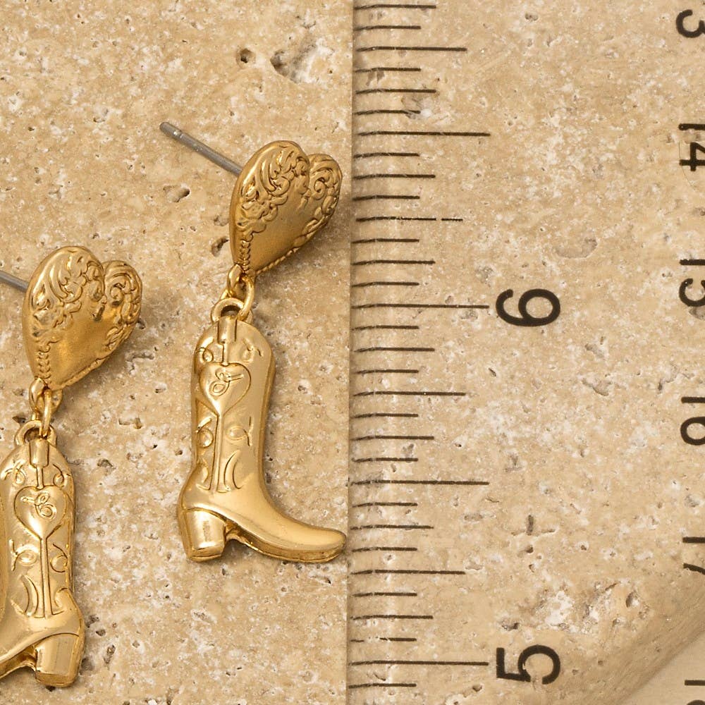 Western Heart And Cowboy Boots Dangle Earrings