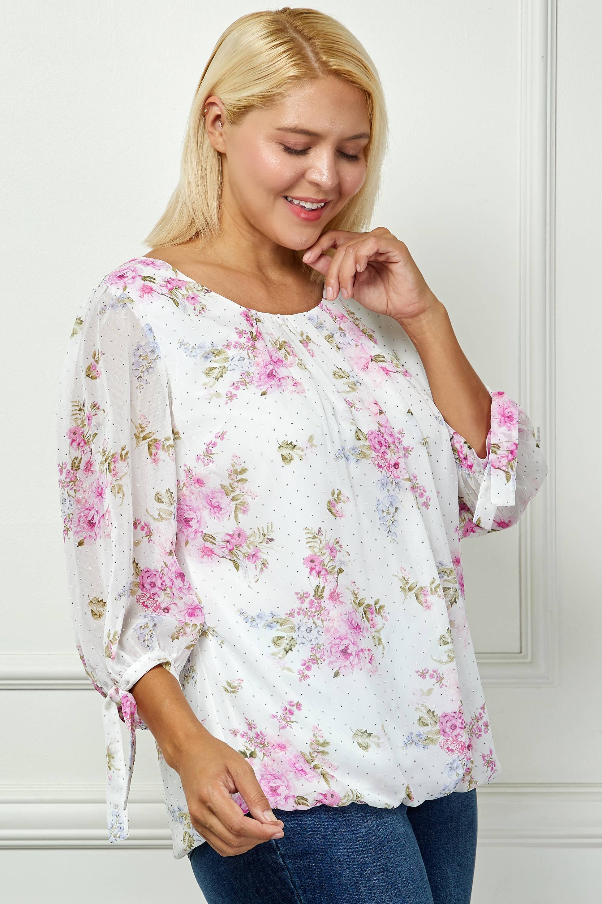 PLUS SIZE BLUSH PETAL SHIMMER BLOUS
