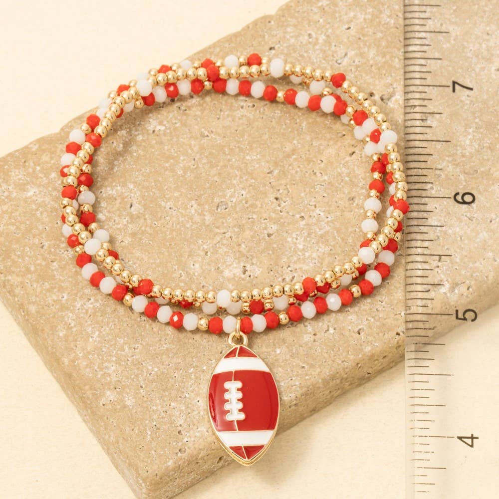 Game Day Colors Enamel Football Beaded Bracelet