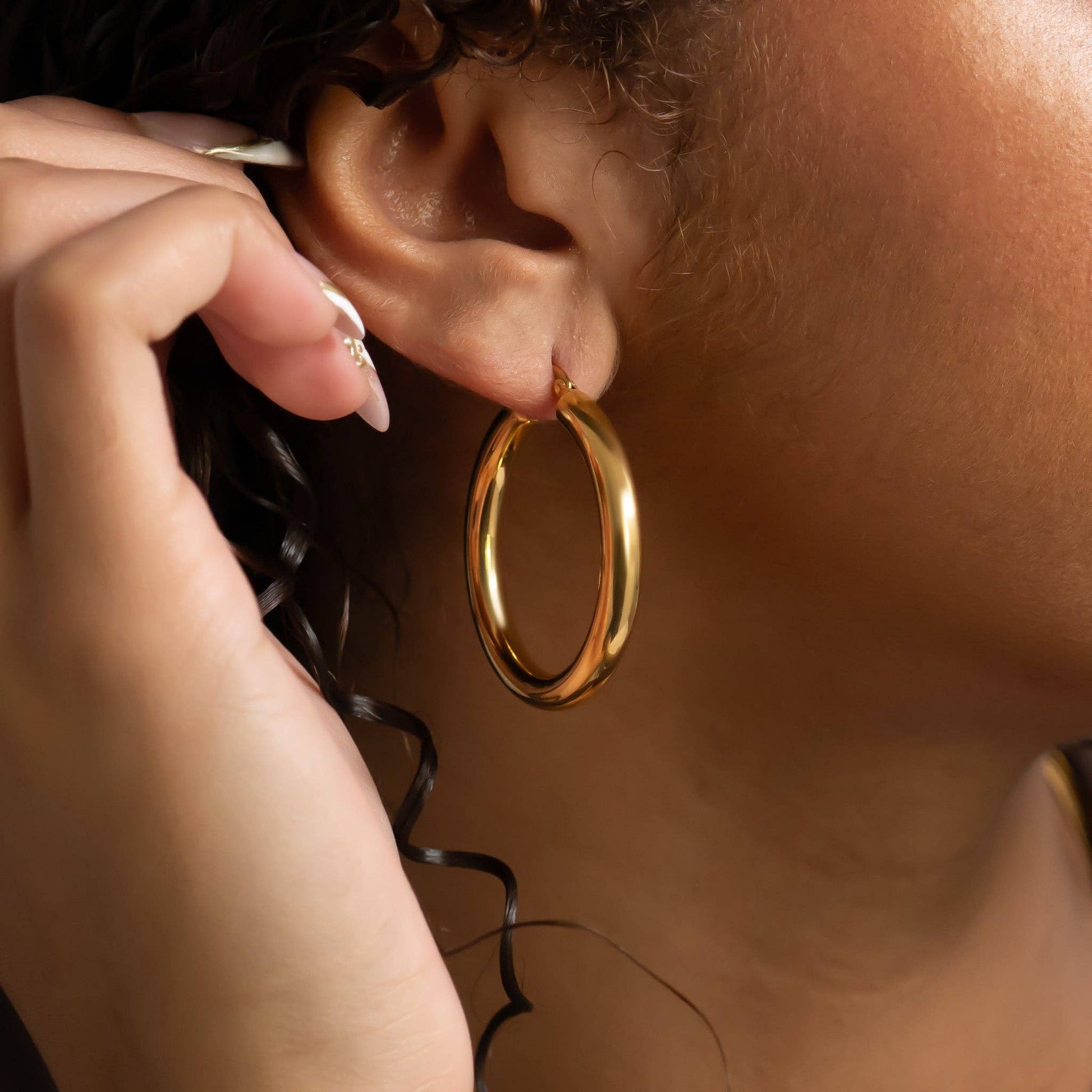 18K Gold PVD Stainless Steel Chunky Hoop Earring