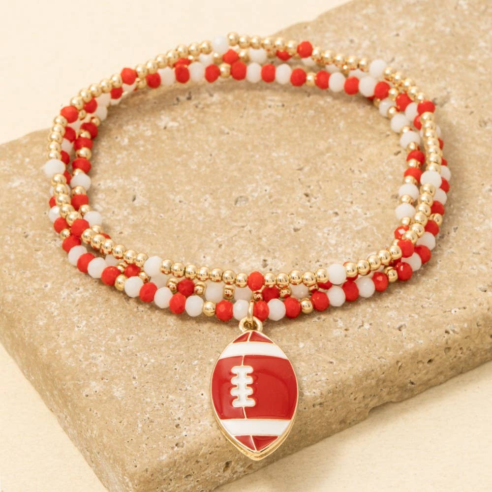 Game Day Colors Enamel Football Beaded Bracelet