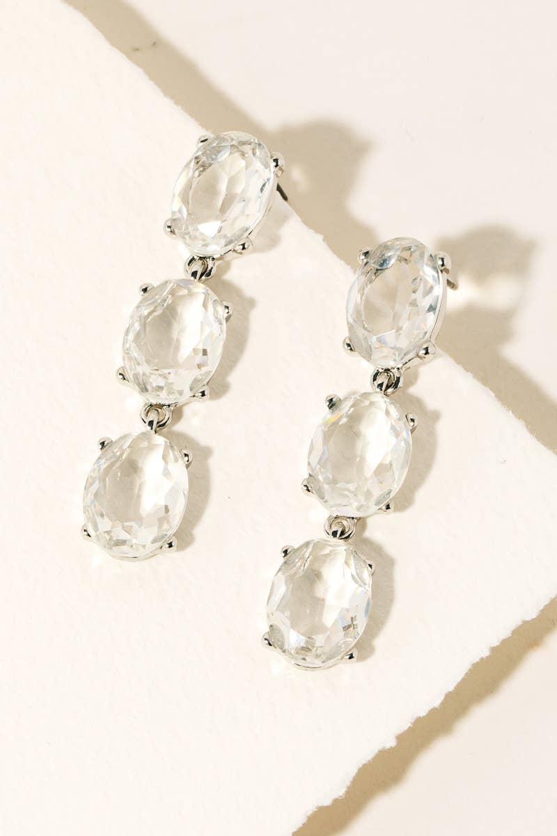 Triple Faceted Gem Dangle Earrings