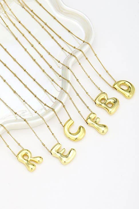 STAINLESS STEEL BALLOON BUBBLE INITIAL NECKLACE | 40NK316