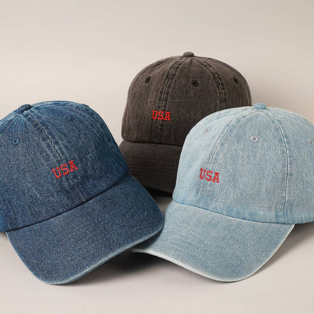 USA Embroidered Denim CottonUSA Embroidered Den Baseball Cap