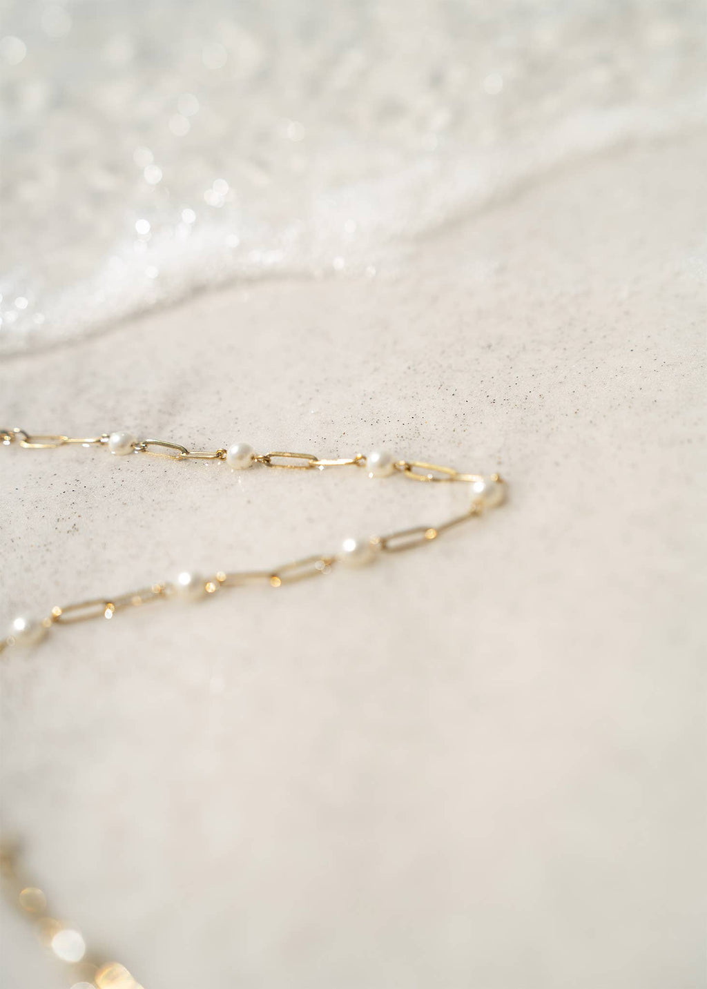 18K Gold PVD Steel Station Pearl Paperclip Chain Necklace