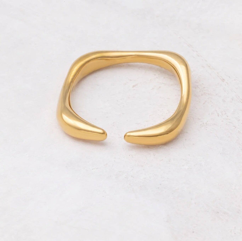 18K Gold PVD Stainless Steel Adjustable Simple Ring