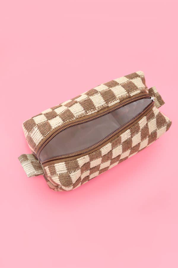 CHECKER MAKEUP COSMETIC POUCH BAG | 40P522