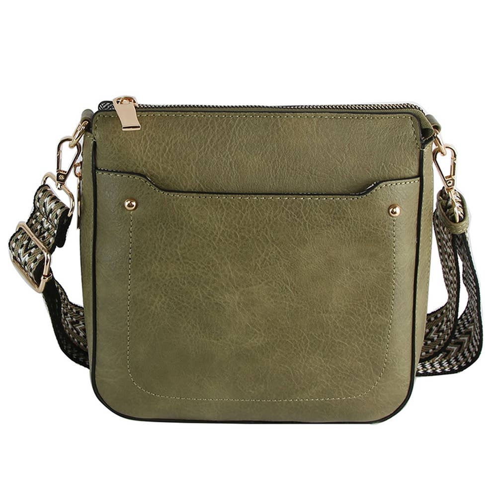Boho Strap Faux Leather Crossbody Messenger Bag