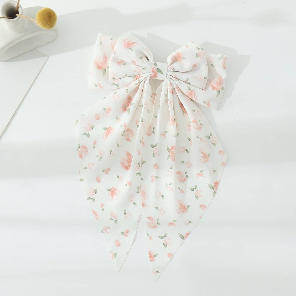 FLORAL BOW RIBBON HAIR CLIPS | 40H909