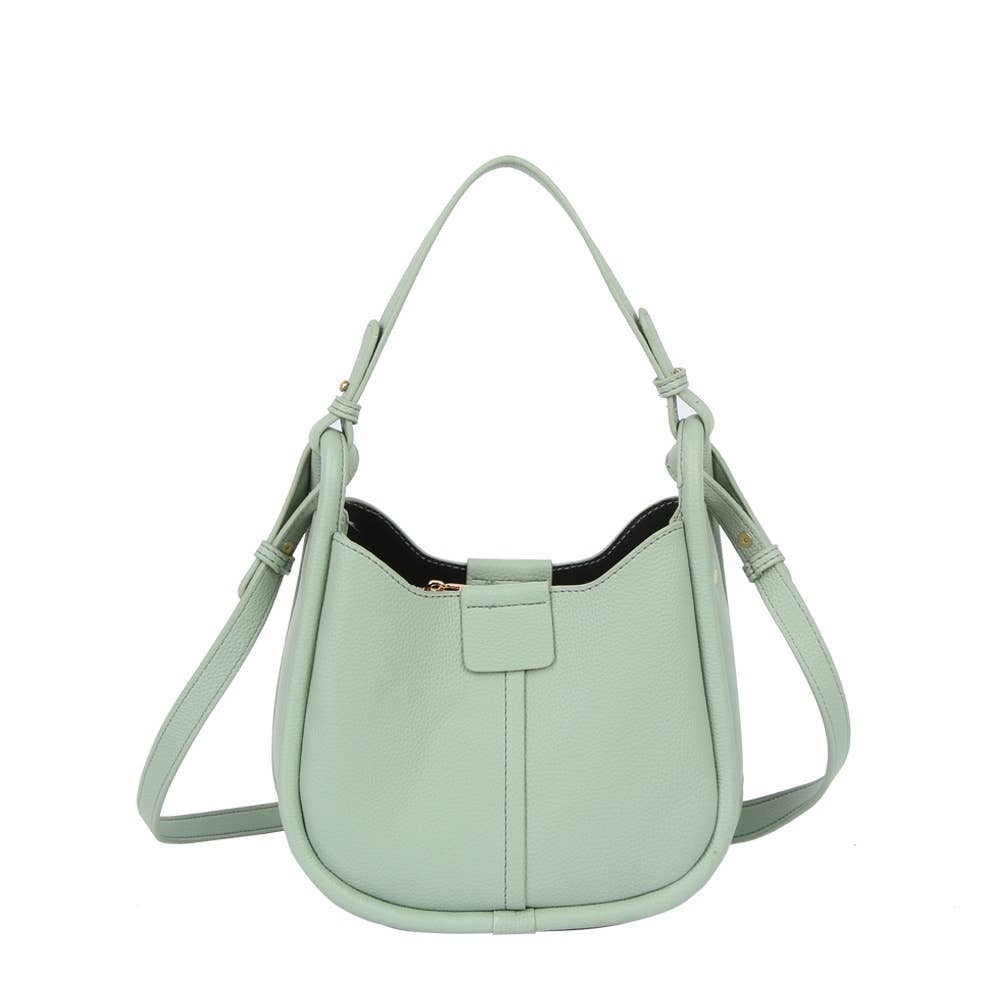 Vegan Leather Curved Hobo Bag With Crossbody Strap