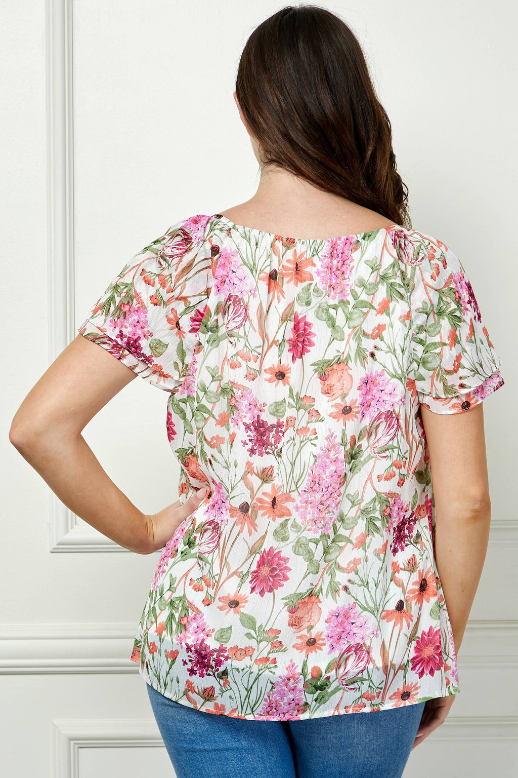 PLUS SIZE BLOOMING PINK PETALS WITH PIN TUCK DETAIL