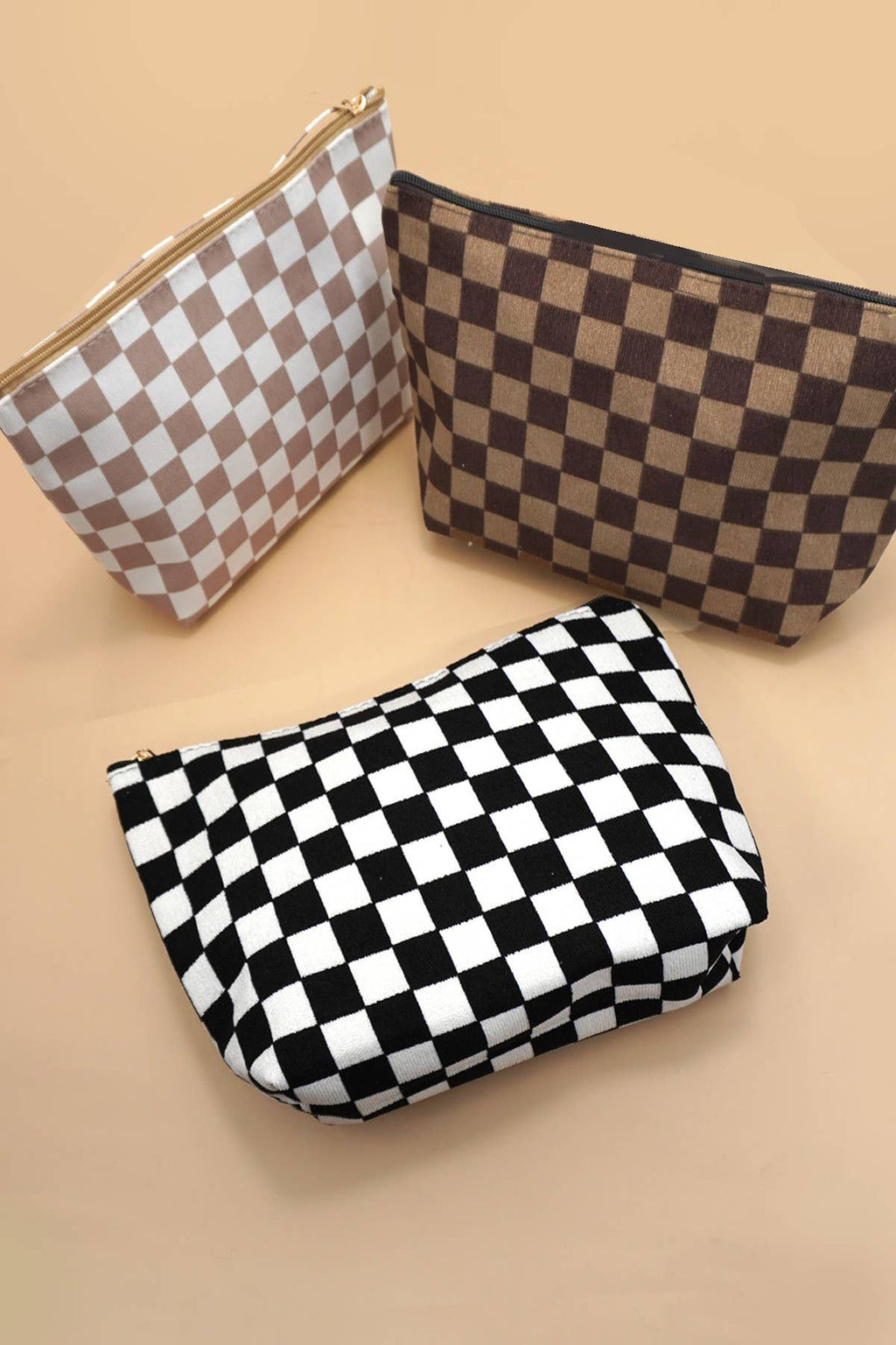 TRAVEL CHECKER GINGHAM COSMETIC MAKEUP POUCH BAG | 40P571