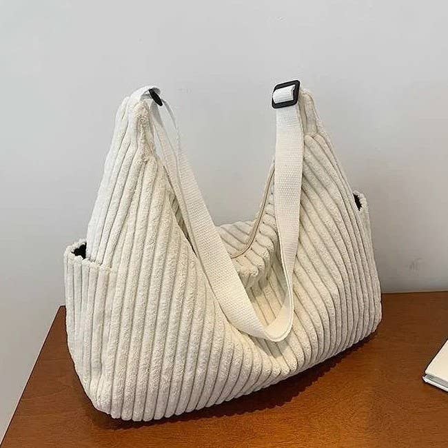 Corduroy casual Quilted Shoulder Tote Bag | 40P582