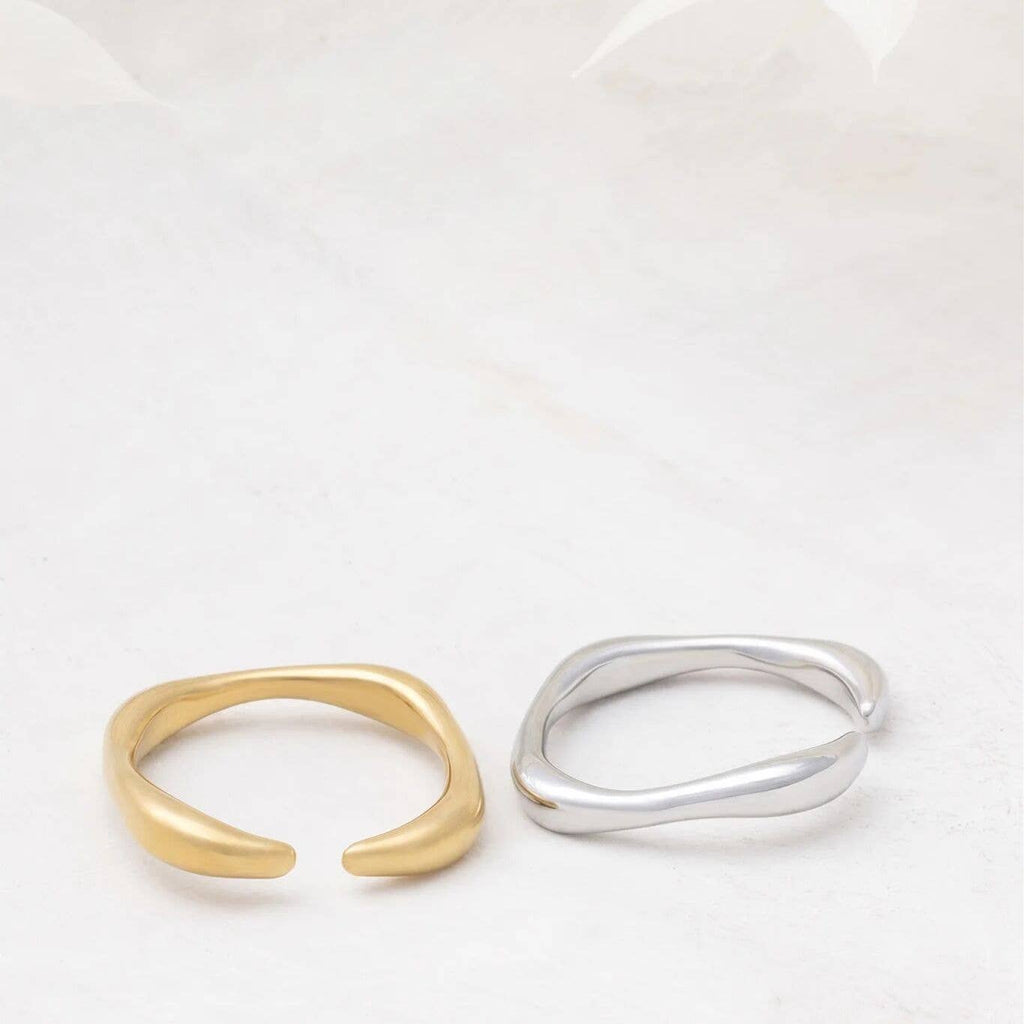 18K Gold PVD Stainless Steel Adjustable Simple Ring