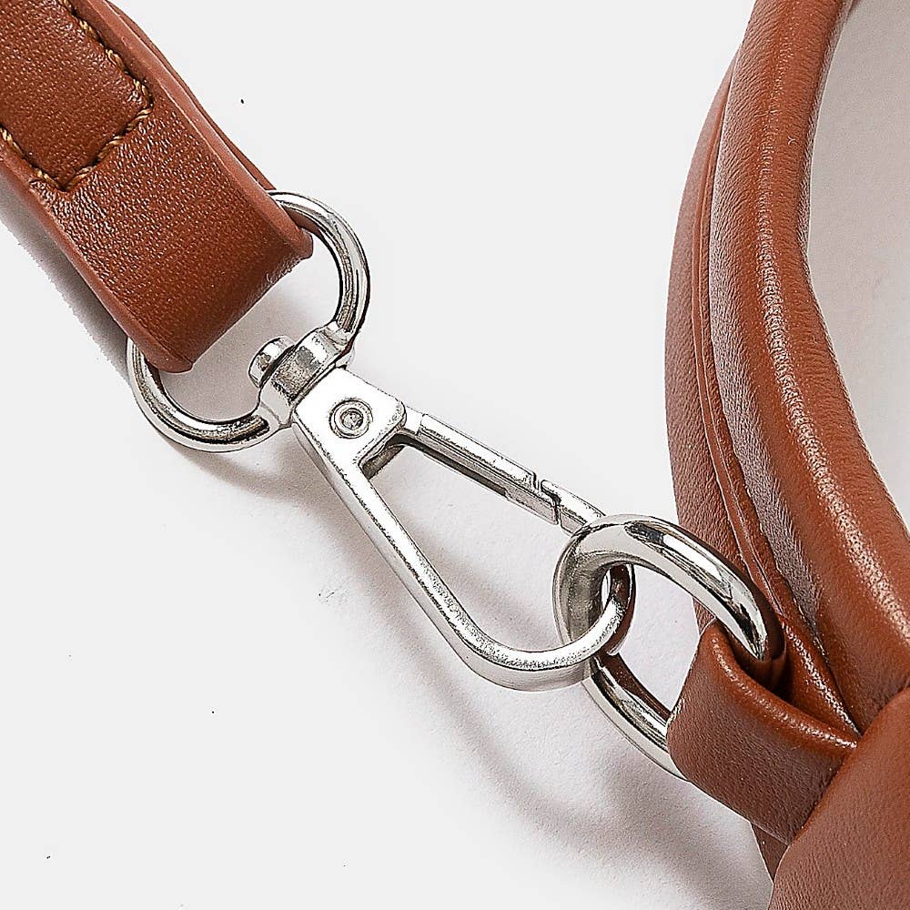 Faux Leather Round Multi Panel Hand Bag