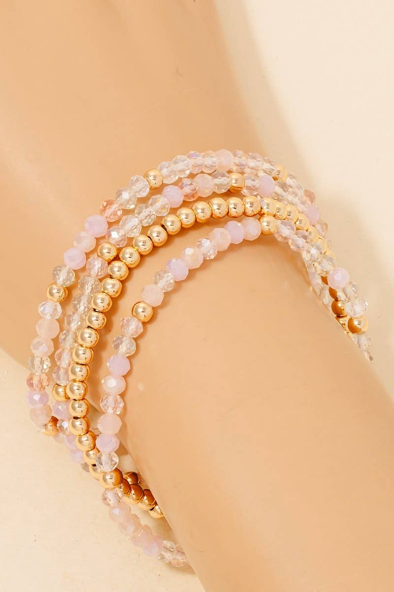 Multi Faceted Beaded Layered Bracelet Set