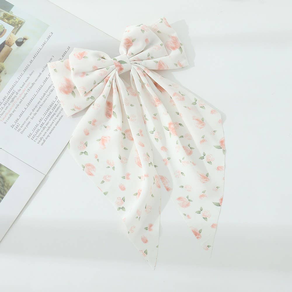 FLORAL BOW RIBBON HAIR CLIPS | 40H909