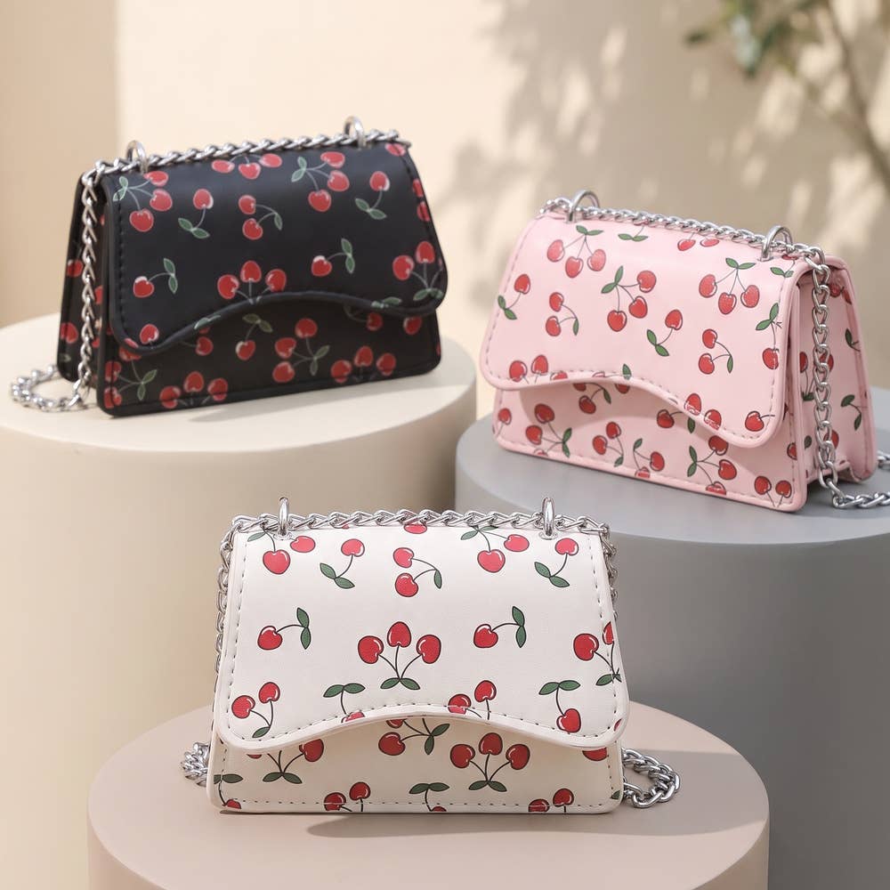 Cherry Print Chain Crossbody Flap Bag
