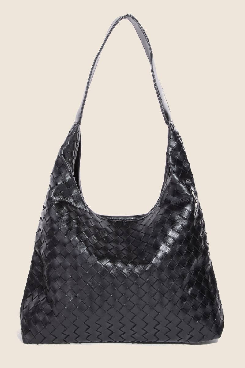 Woven Faux Leather Tote Bag