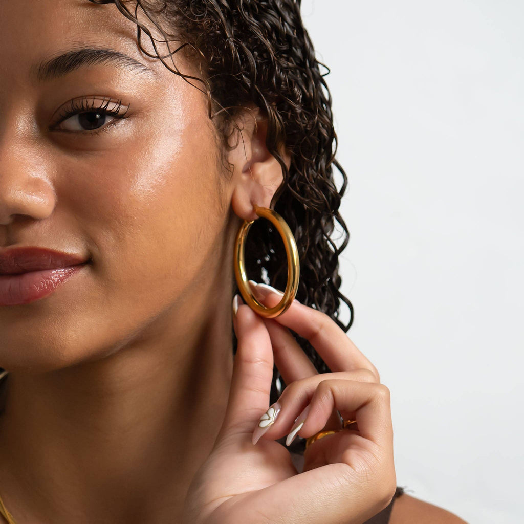 18K Gold PVD Stainless Steel Chunky Hoop Earring
