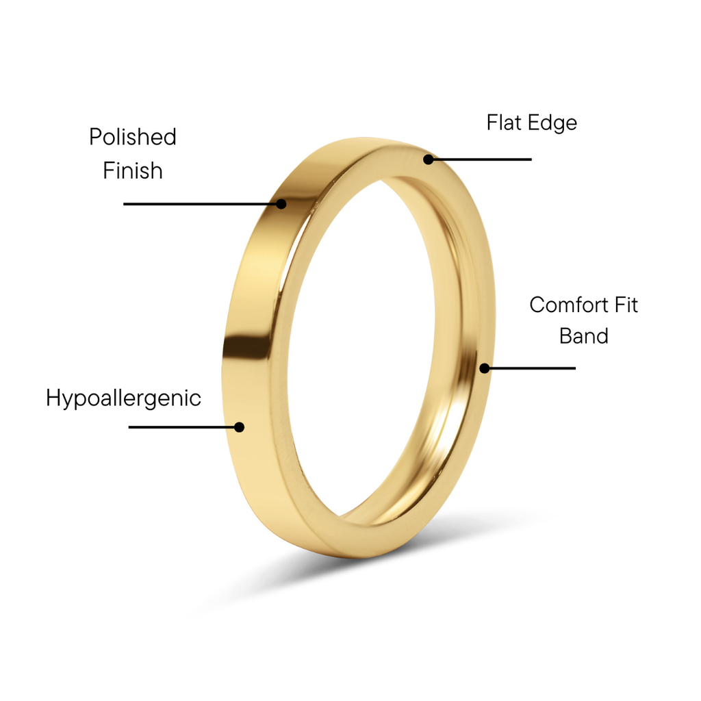 18K Gold Stainless Steel Blank Flat Band Ring