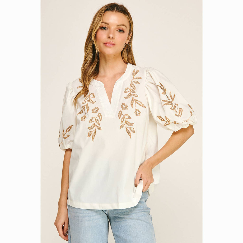 EMBROIDERED PEASANT BLOUSE