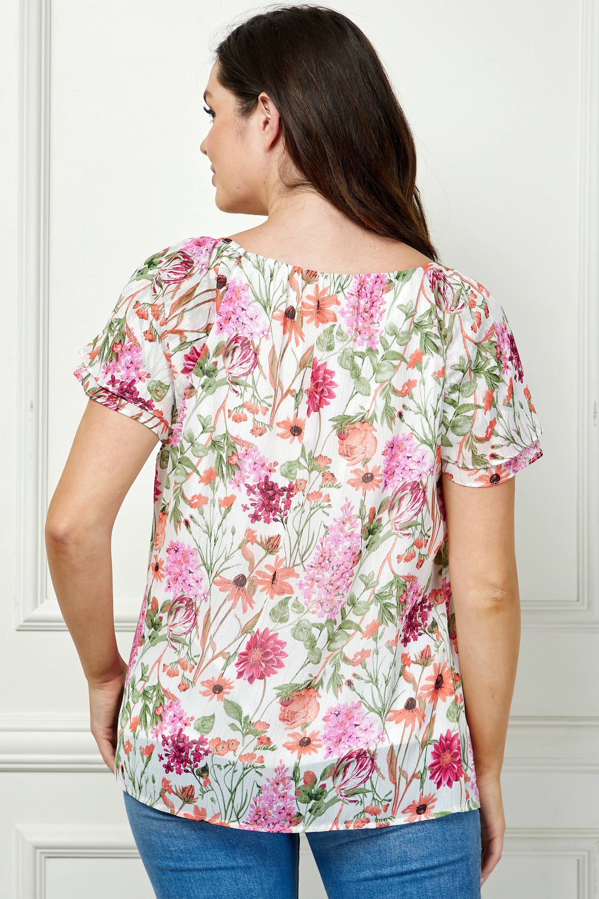 PLUS SIZE BLOOMING PINK PETALS WITH PIN TUCK DETAIL