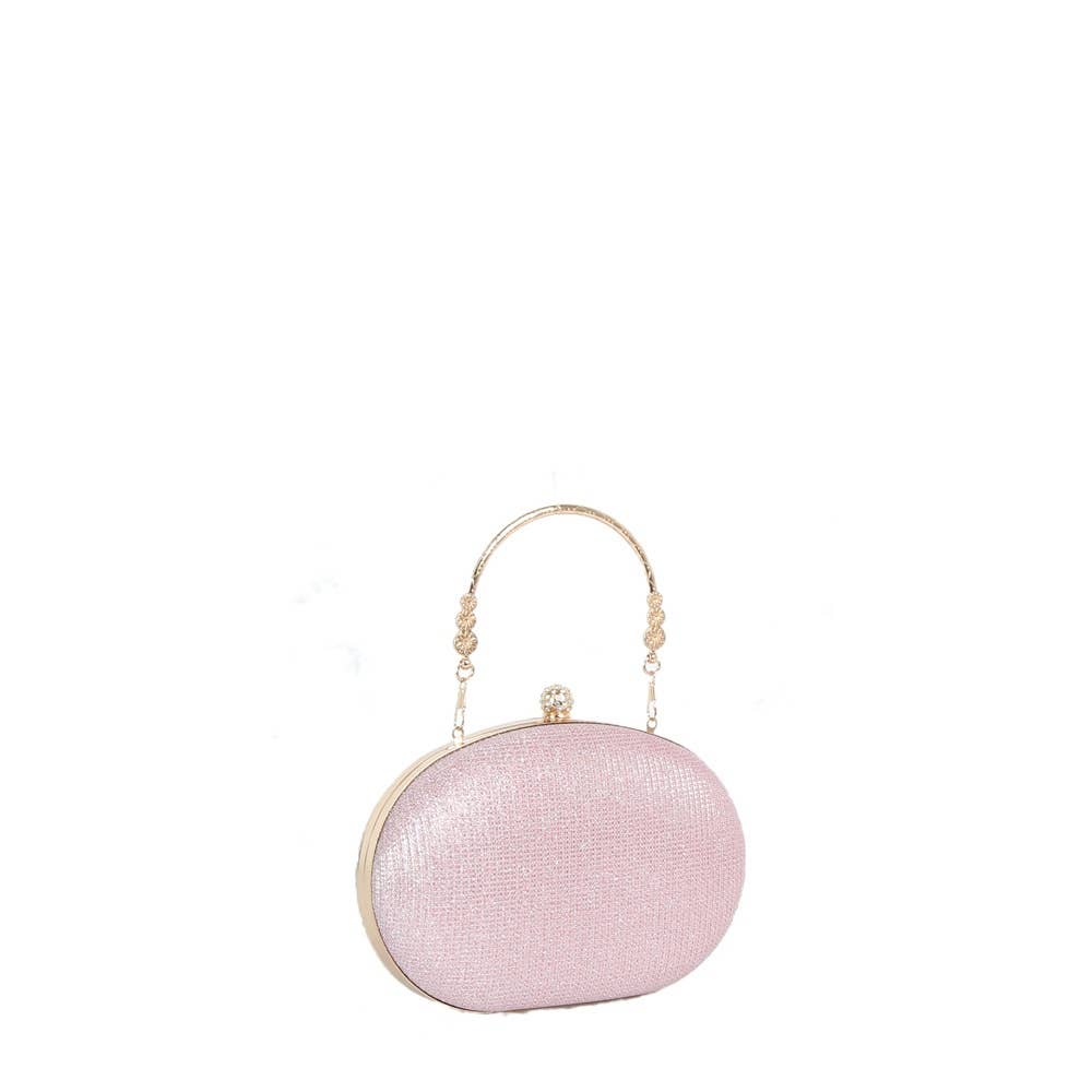 Glitter Oval Frame Top Handle Bag