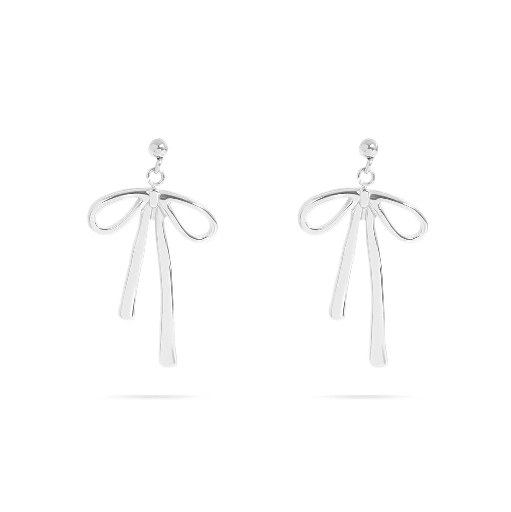 18K Gold PVD Stainless Steel Ribbon Bow Earrings