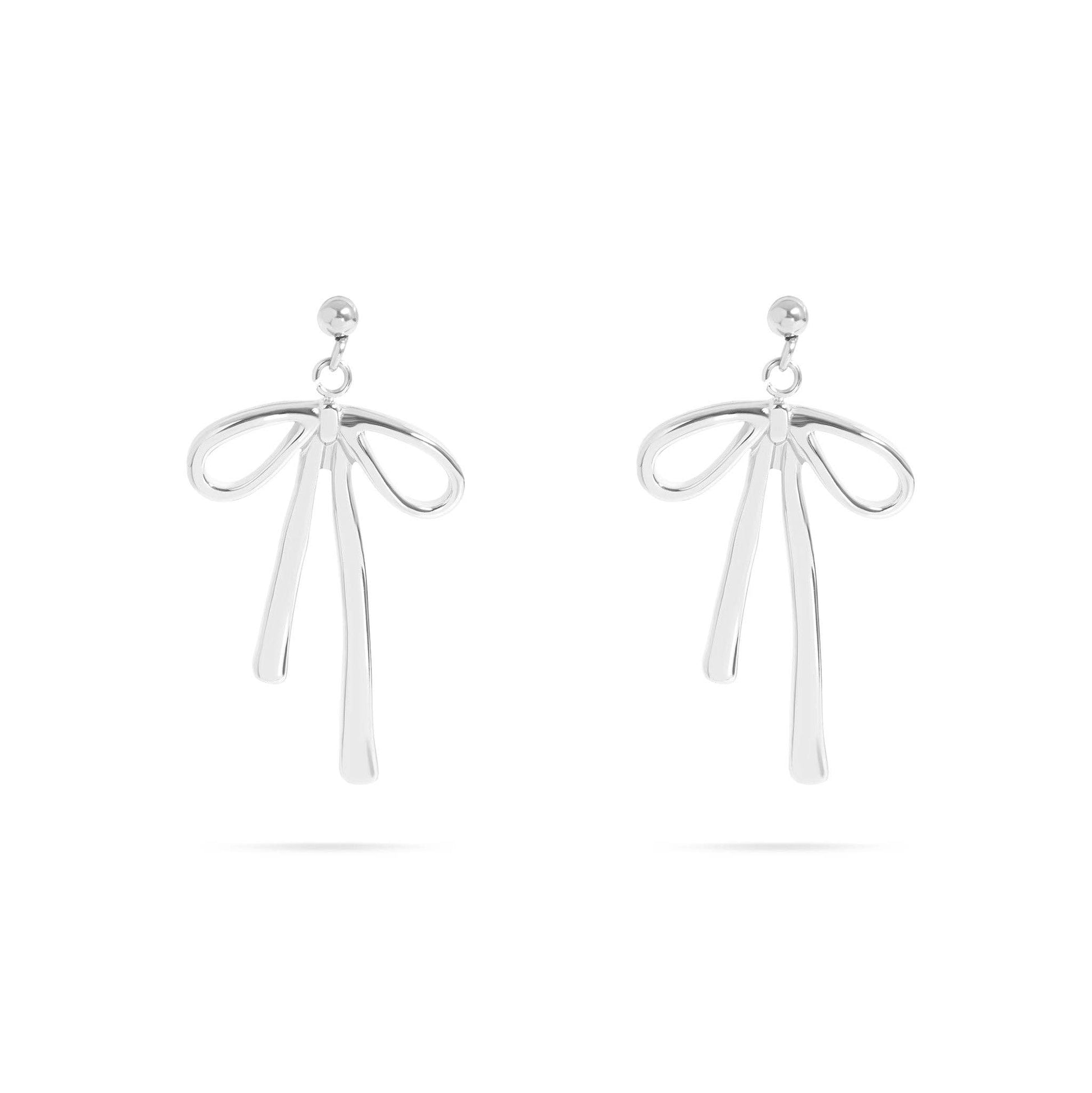 18K Gold PVD Stainless Steel Ribbon Bow Earrings