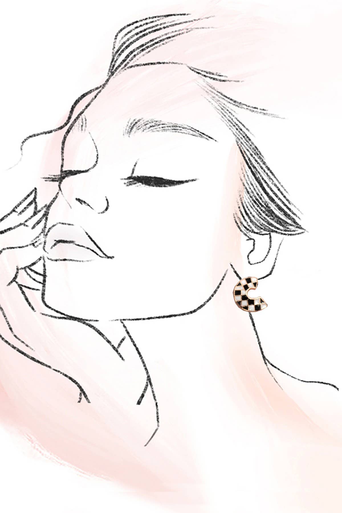 DOUBLE SIDED CHECKER DESIGN HOOP EARRINGS | 80E61056