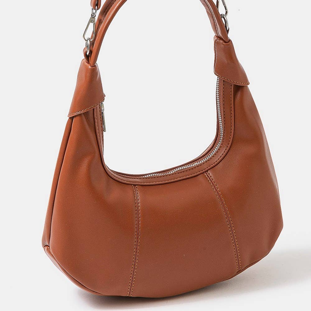 Faux Leather Round Multi Panel Hand Bag