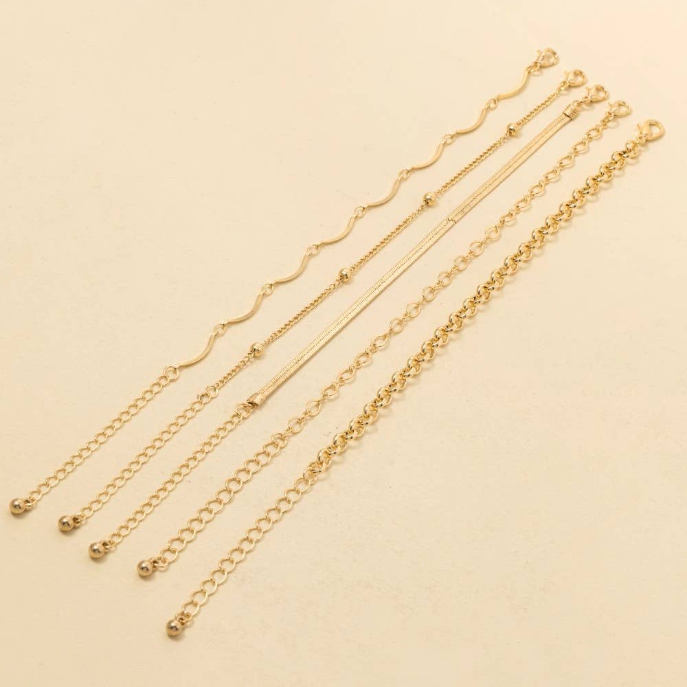 Assorted Metallic Chains Bracelet Set