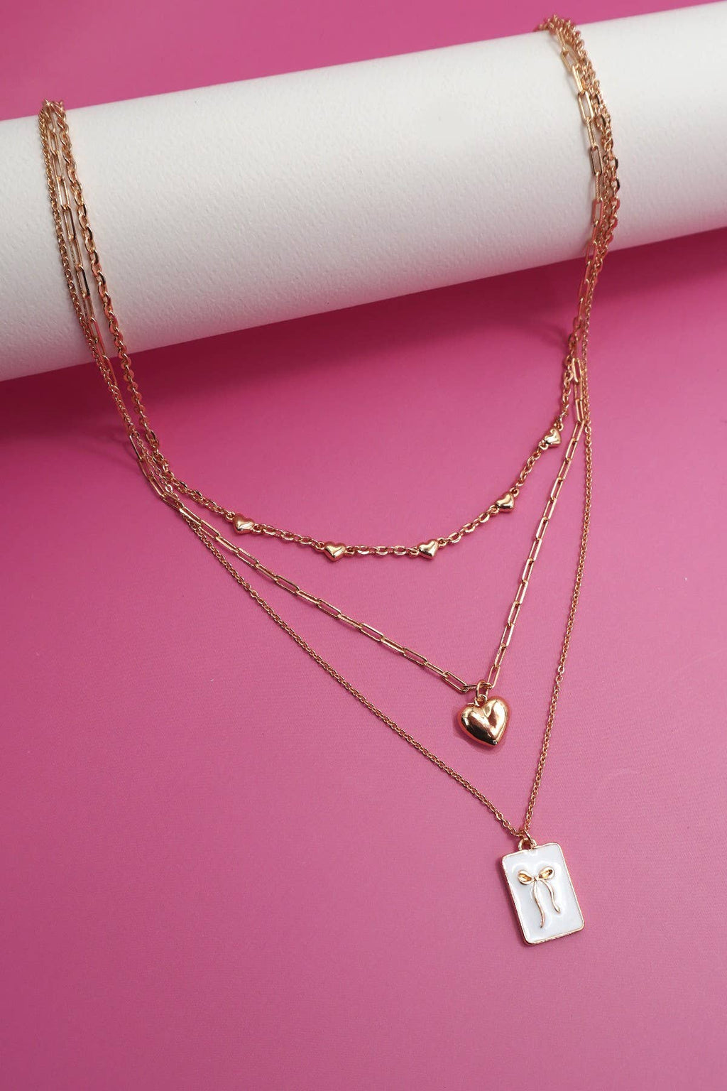 SQUARE BOW EPOXY CHARM LAYERED NECKLACE | 80N91936