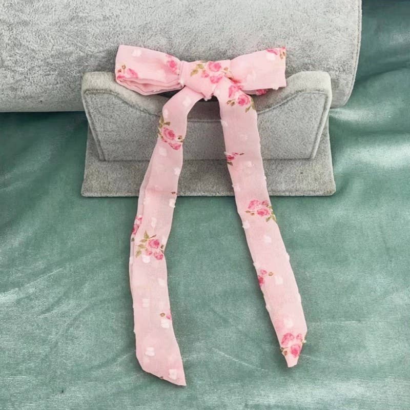 PRETTY FLORAL BOW RIBBON HAIR CLIPS | 40H977